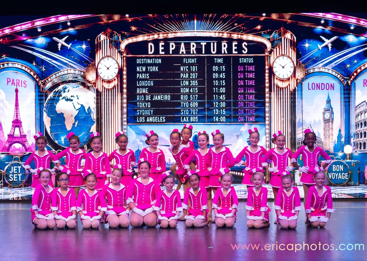 Bella Ballet dancers performing in a jet-set themed recital